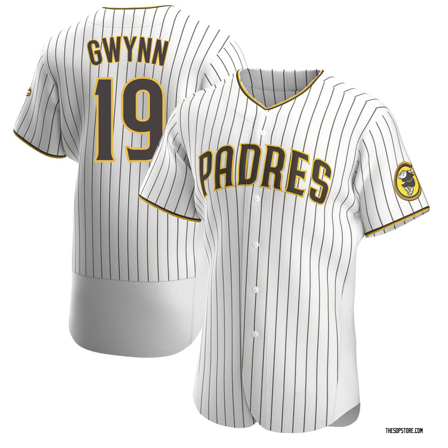 Men's Tony Gwynn San Diego Padres Authentic White /Brown Home Jersey